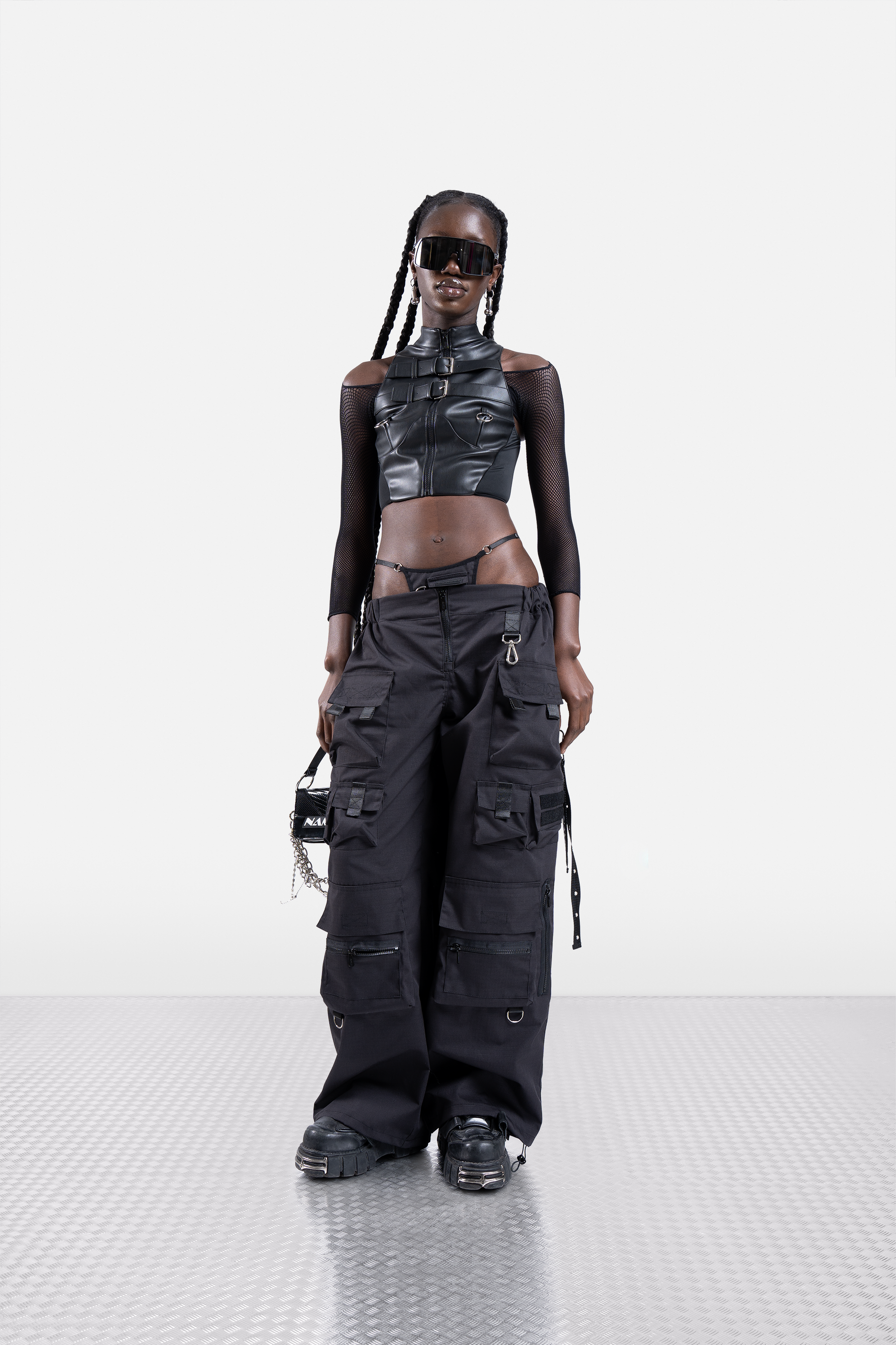 TECHNO BAGGY PANTS WITH TACTICAL STRING PANTY